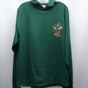 Bugle Boy Hoodie Vintage 90s T Shirt Large Green Long Sleeve Tee